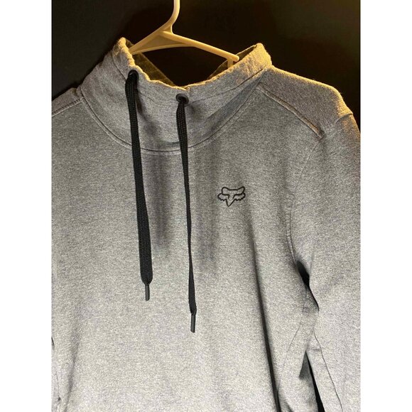 Fox Racing Gray Mock Neck Fleece Pullover Mens M Sweater Arm Spellout - Picture 2 of 8